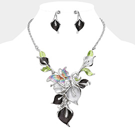 Colorful Butterfly Petal Cluster Vine Necklace